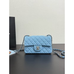 샤넬 Chanel A69900 Mini Classic Flap Bag Blue 20cm