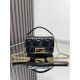 펜디 FENDI 8BR600 Mini Baguette FF Motif Leather Bag Black 19CM