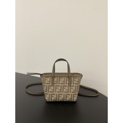 펜디 FENDI 8BS096 Roll Mini Fabric FF Jacquard Bag 23CM
