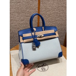 에르메스 Hermes Birkin 25cm Swift and Canvas 71 Blue France/silver