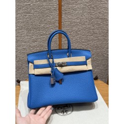 에르메스 Hermes Birkin 25cm Togo 17 Blue Zalige/silver