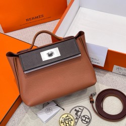 에르메스 Hermes Kelly 2424  Germany Leather 37 Gold 46 Ebene 09 Mauve Pale/silver