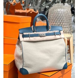 에르메스 Hermes Birkin Hac 40cm Swift 75 Blue Jean/silver