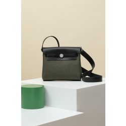 에르메스 Hermes Herbag mini 20cm H Viking and Huntre 89 Noir and Green/silver