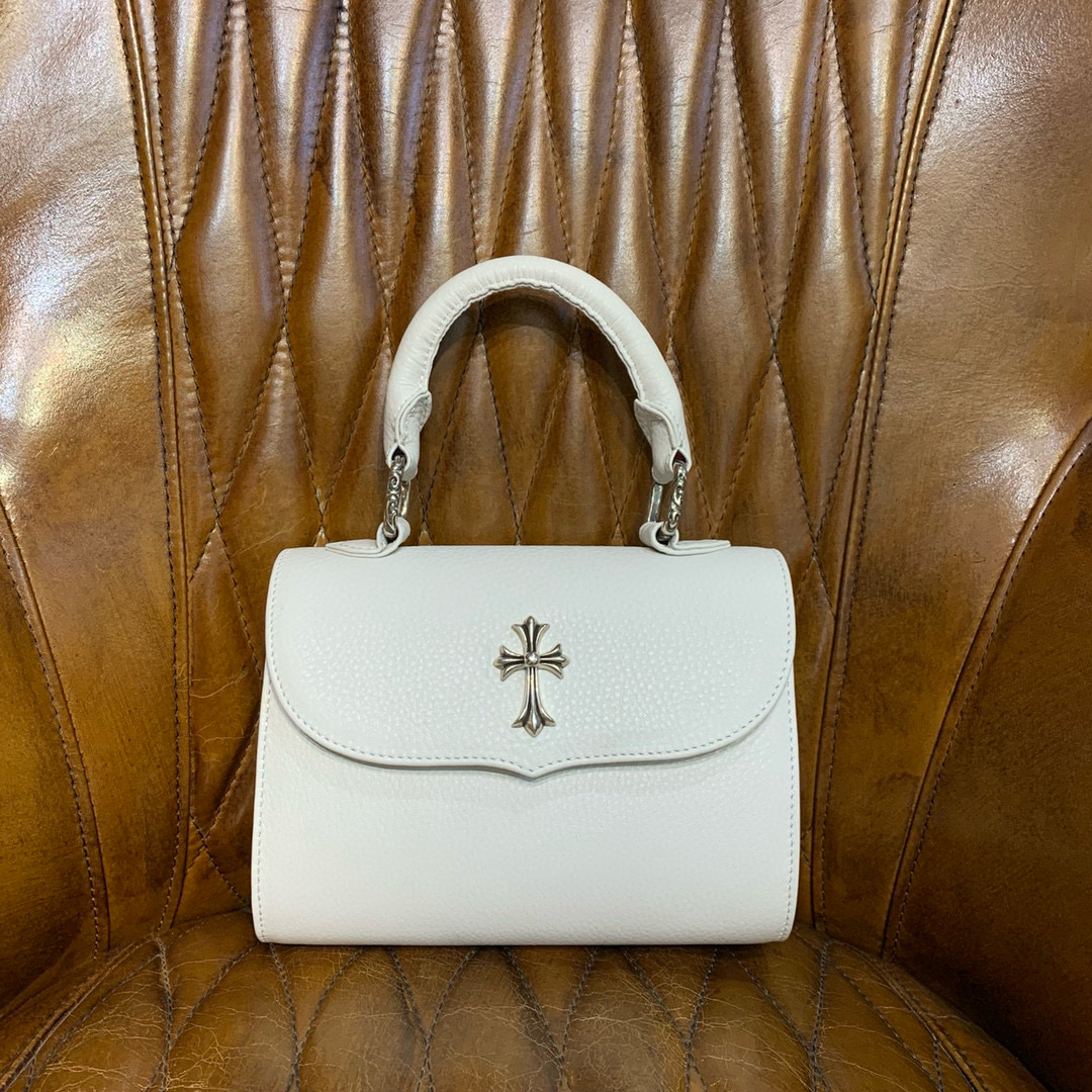 크롬하츠 Chrome Hearts CHB037 탑 핸들백 White 18cm