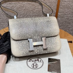 에르메스 Hermes Constance with mirror 24cm Lizard 1B Ombre/silver
