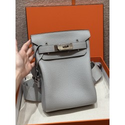 에르메스 Hermes Hac a dos 28cm Togo 8U Blue Glacier/silver