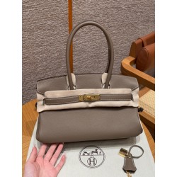 에르메스 Hermes Shoulder Birkin 29cm Evercolor 18 Etoupe/gold