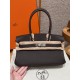 에르메스 Hermes Shoulder Birkin 29cm Evercolor 46 Ebene and 3Q Rose Sakura/silver