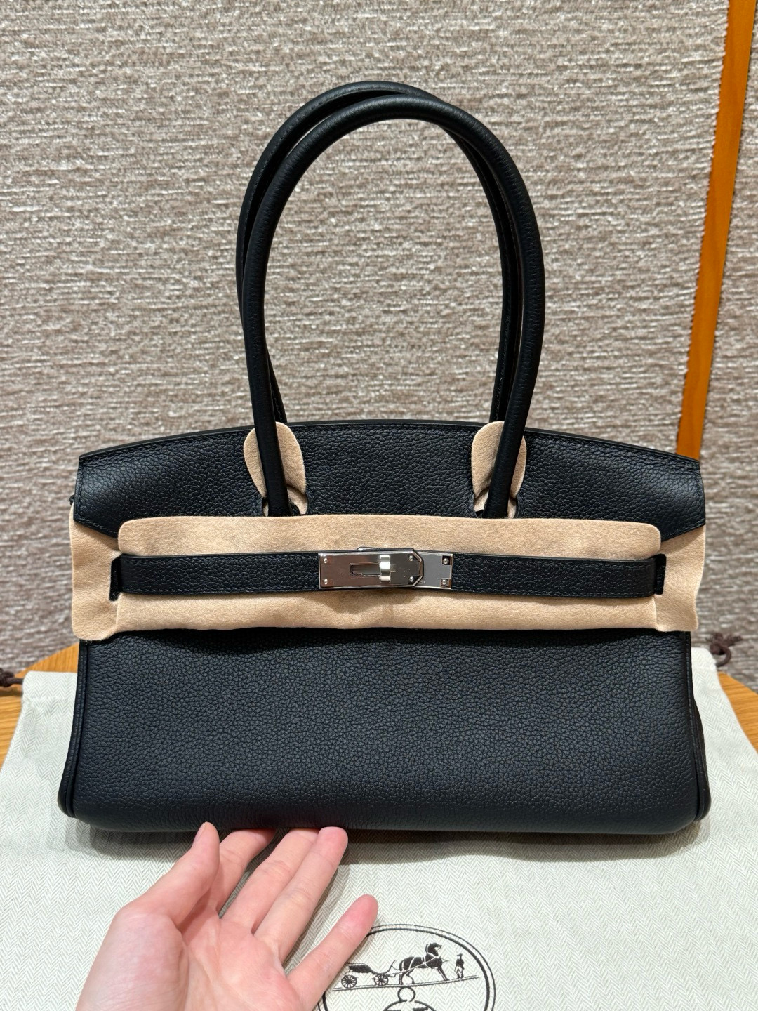 에르메스 Hermes Shoulder Birkin 29cm Evercolor 89 Noir/silver