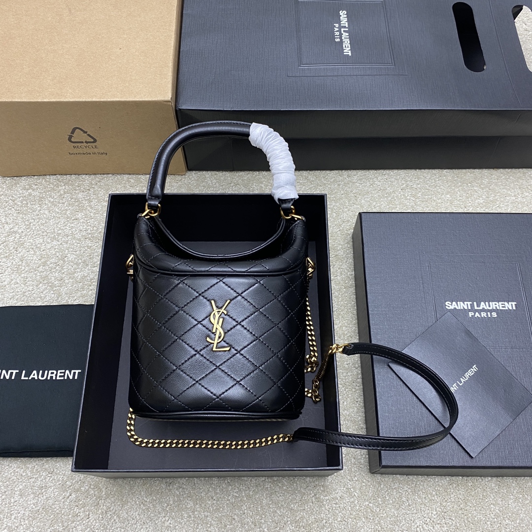 생로랑 Saint laurent/YSL 763961 Gaby Bucket Bag In Lambskin Black