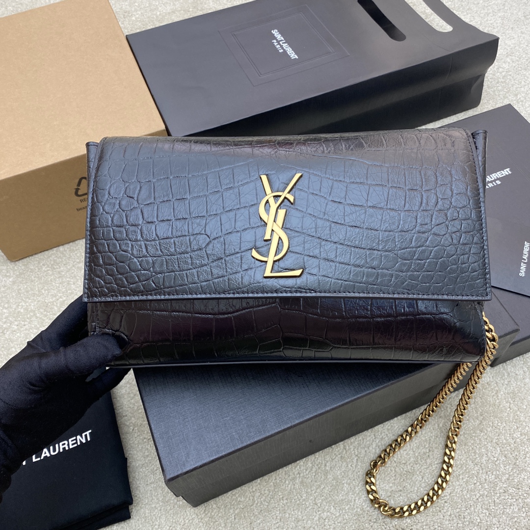 생로랑 Saint laurent/YSL 553804 Kate Medium Reversible Chain Bag In Suede And Crocodile-Embossed Leather 28.5CM