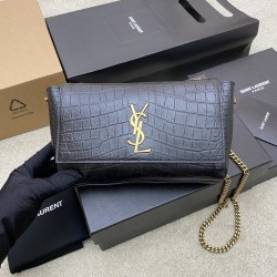 712250 Kate Small Reversible Chain Bag In Suede And Crocodile-Embossed Leather 22CM