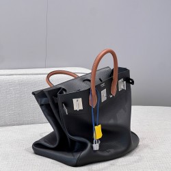 에르메스 Hermes Birkin Hac Germany Leather 89 Noir 37 Gold 71 Blue France 9R Lime/silver