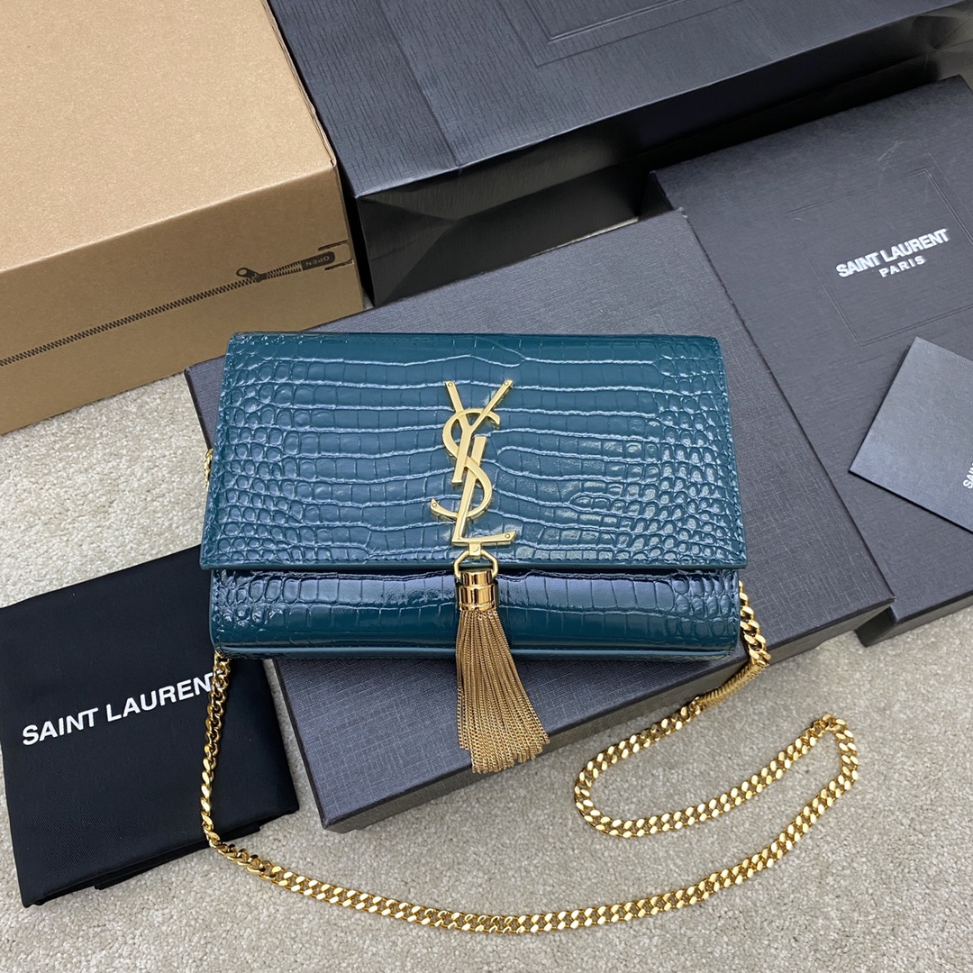 생로랑 Saint laurent/YSL 377628 KATE TASSEL IN CROCODILE-EMBOSSED LEATHER 20CM