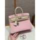 에르메스 Hermes Birkin 25cm Chèvre 3Q Rose Sakura and i2 Nata/silver