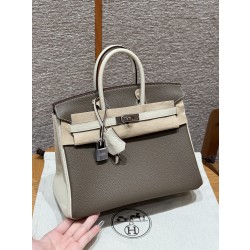 에르메스 Hermes Birkin 25cm Togo 18 Etoupe and 10 Craie/silver