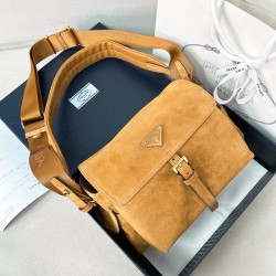 프라다 Prada 1BD394 익스플로어 미디엄 스웨이드 숄더 백 30cm