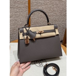 에르메스 Hermes Kelly 25cm Epsom 8F Etain/Rose gold