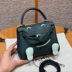 에르메스 Hermes Kelly Doll 16cm Swift 67 Vert Fonce and 6W Menthe/silver