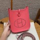 에르메스 Hermes Mini Evelyne 16cm clemence U5 Rose Lipstick/silver
