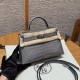 에르메스 Hermes Mini Kelly 19cm Bright faced Alligator 0V Gris Ciment/silver
