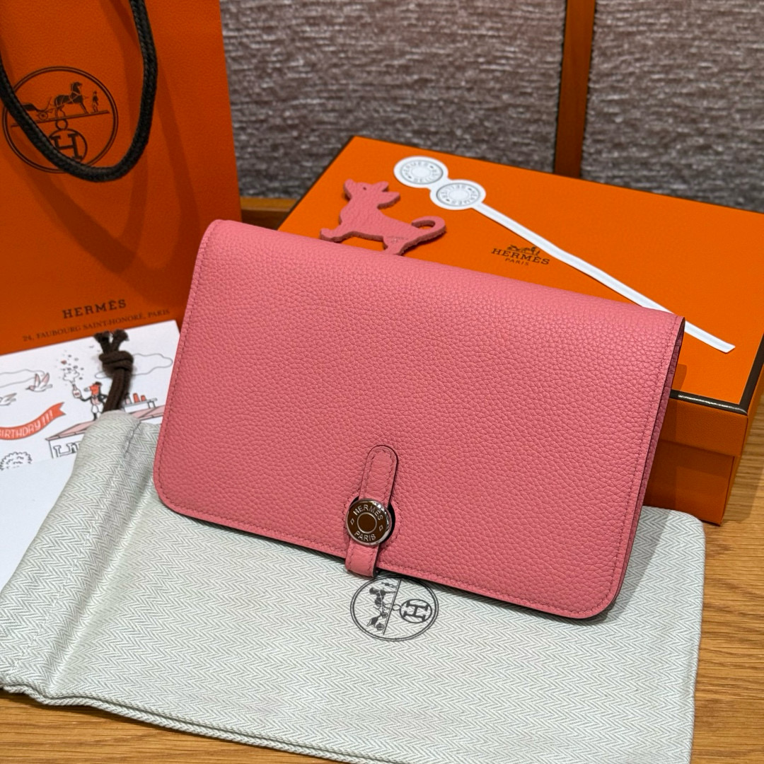 1에르메스 Hermes Dogon 20cm Togo K4 Rose D'ete/silver