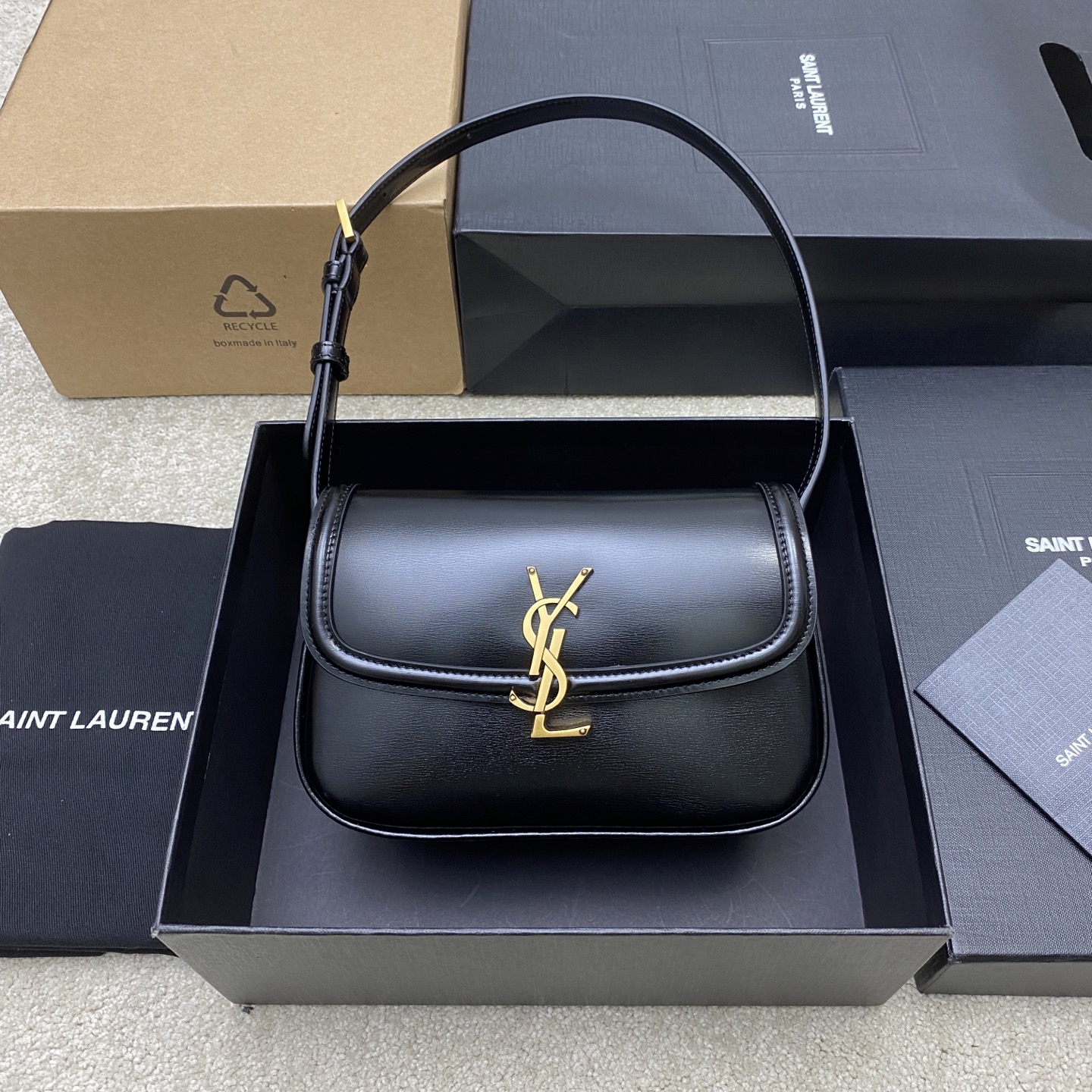 생로랑 Saint laurent/YSL 843524 Solferino Mini Satchel in Box Saint Laurent Leather Black 18CM