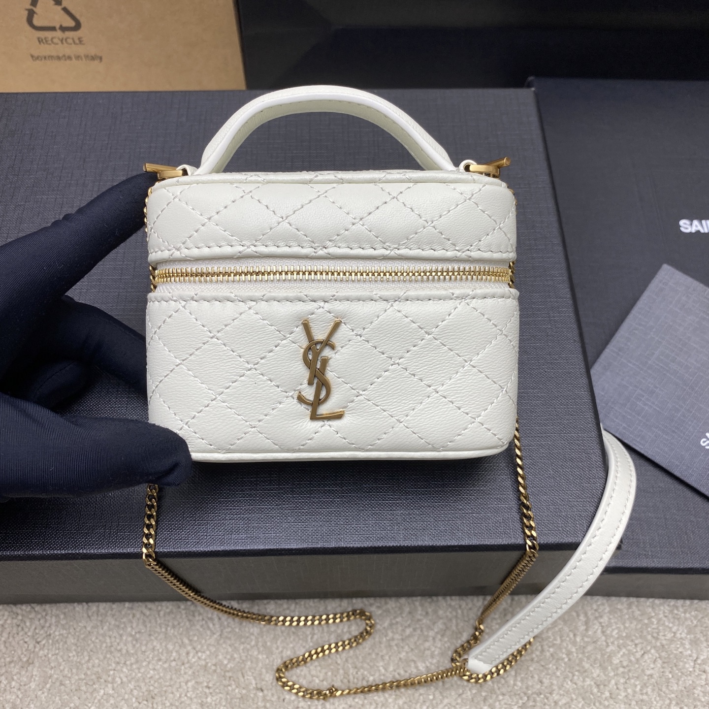 생로랑 Saint laurent/YSL 819285 Gaby Micro Vanity Bag in Lambskin Black 12cm