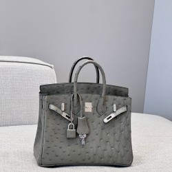 에르메스 Hermes Brikin 25cm KK ostrich 0L Girs Meyer/silver