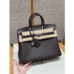 에르메스 Hermes Birkin 25cm Swift 47 Chocolate/silver