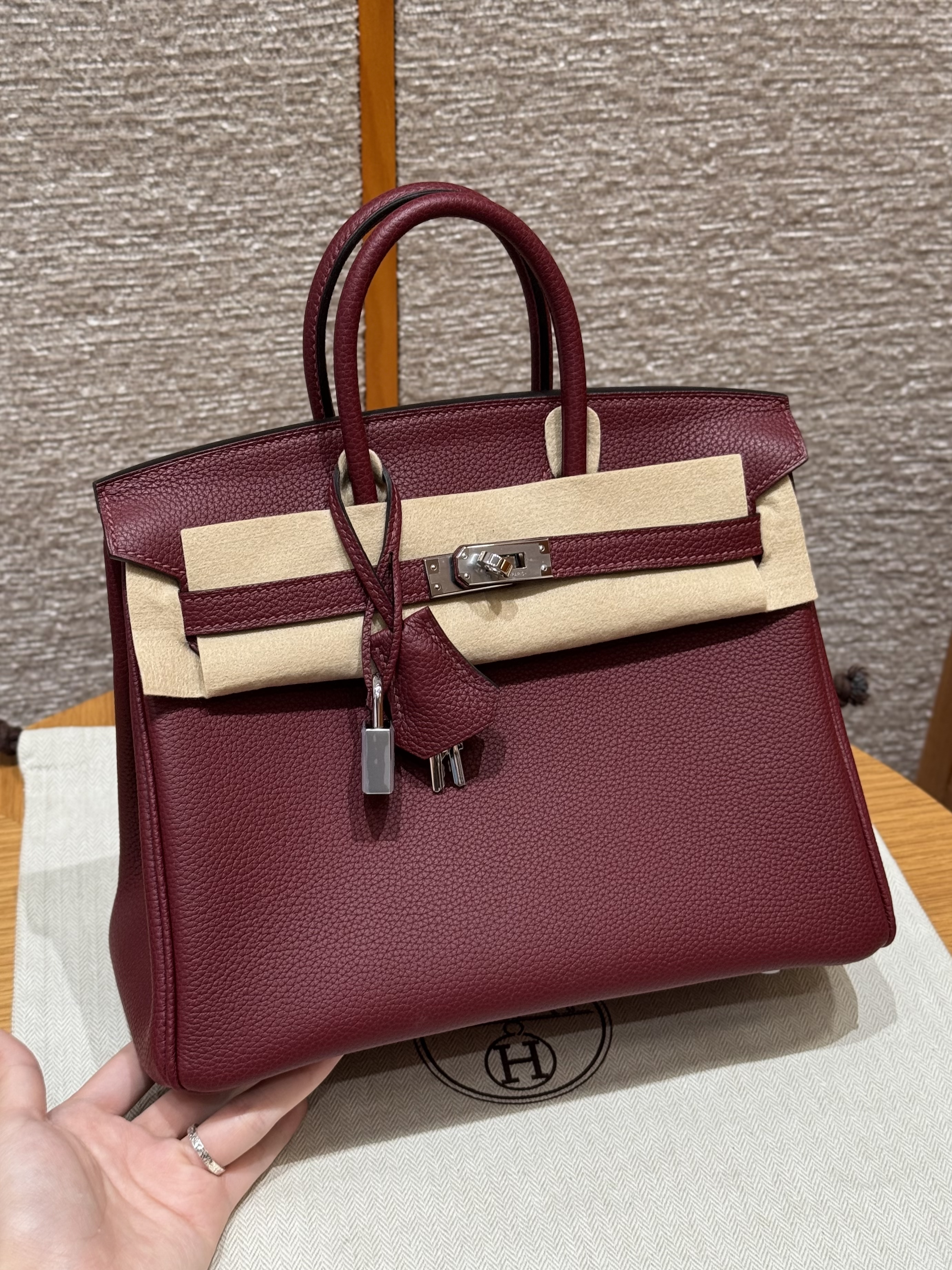 에르메스 Hermes Birkin 25cm Togo 55 Rouge H/silver