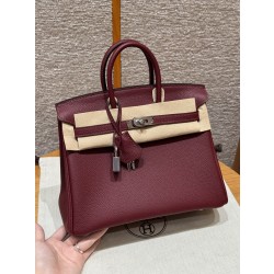 에르메스 Hermes Birkin 25cm Togo 55 Rouge H/silver