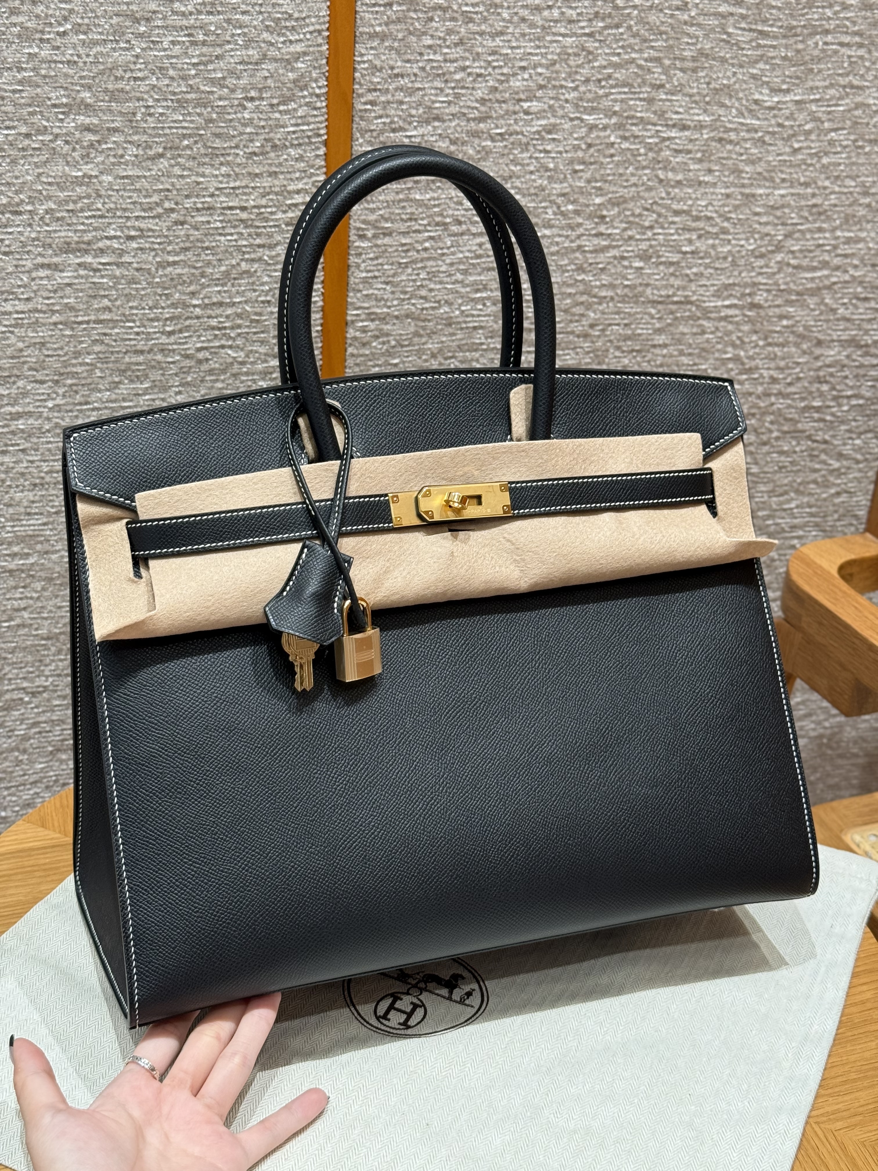 에르메스 Hermes Birkin 30cm Epsom 89 Noir/gold