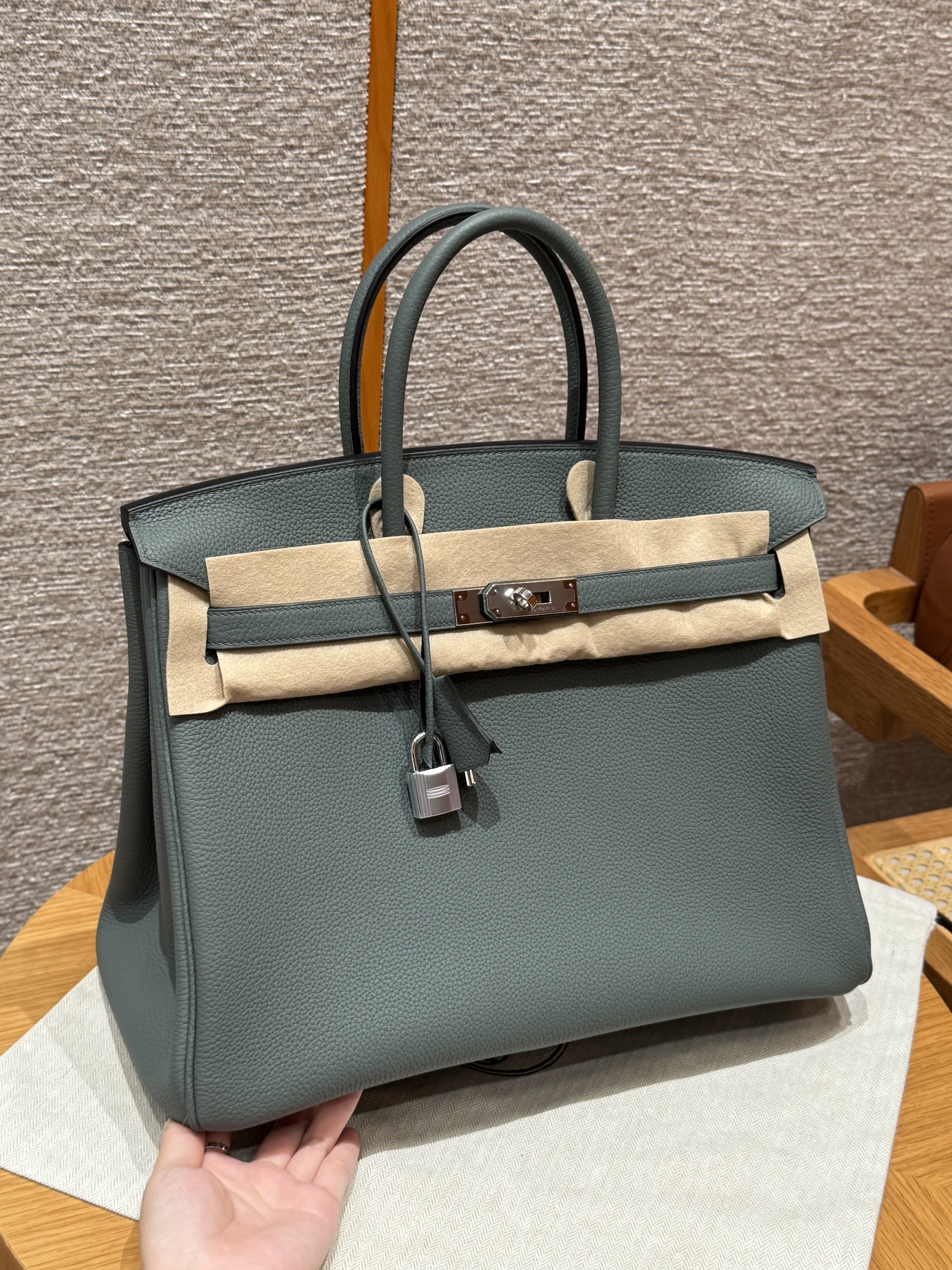 에르메스 Hermes Birkin 35cm Togo 63 Amande/silver