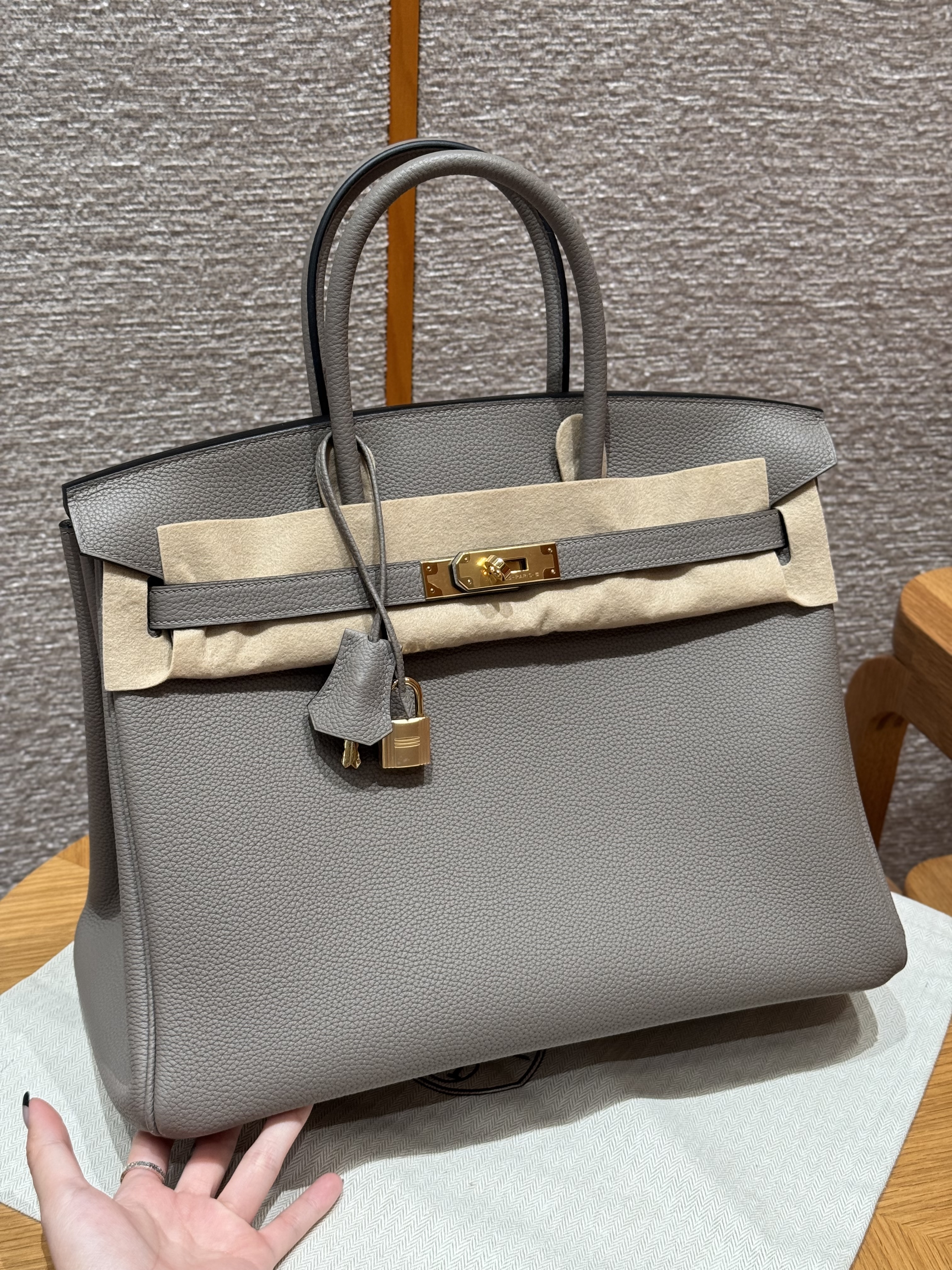에르메스 Hermes Birkin 35cm Togo M8 Gris Asphaite/gold