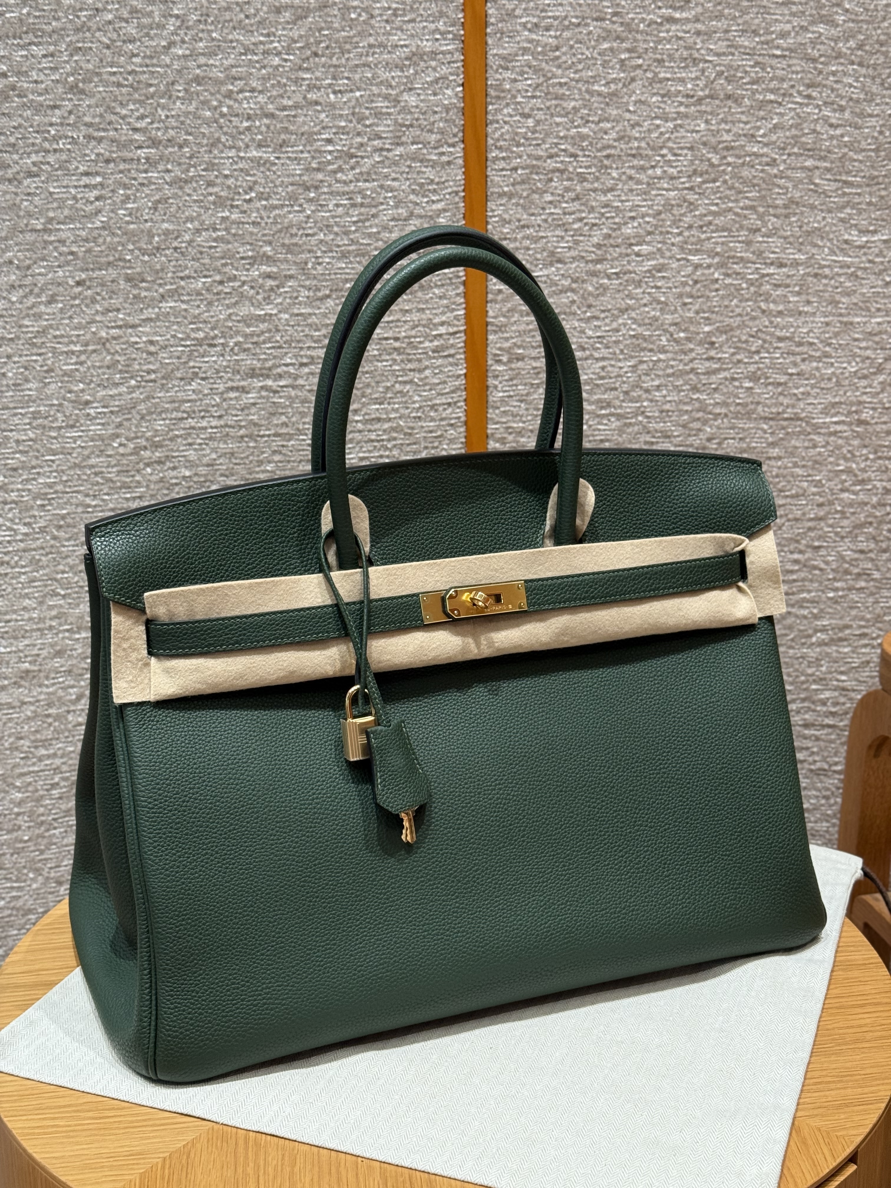 에르메스 Hermes Birkin 40cm Togo 65 Vert Moyen/gold