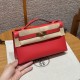 에르메스 Hermes Kelly Pochette 22cm Swift S3 Rouge Coeur/gold