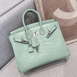 에르메스 Hermes Birkin 25cm Hcp Alligator 6W Menthe/silver