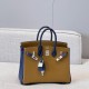 에르메스 Hermes Birkin 25cm Chèvre Kraft and Navy/silver