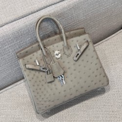 에르메스 Hermes Birkin 25cm KK ostrich 80 Gris Perle/silver