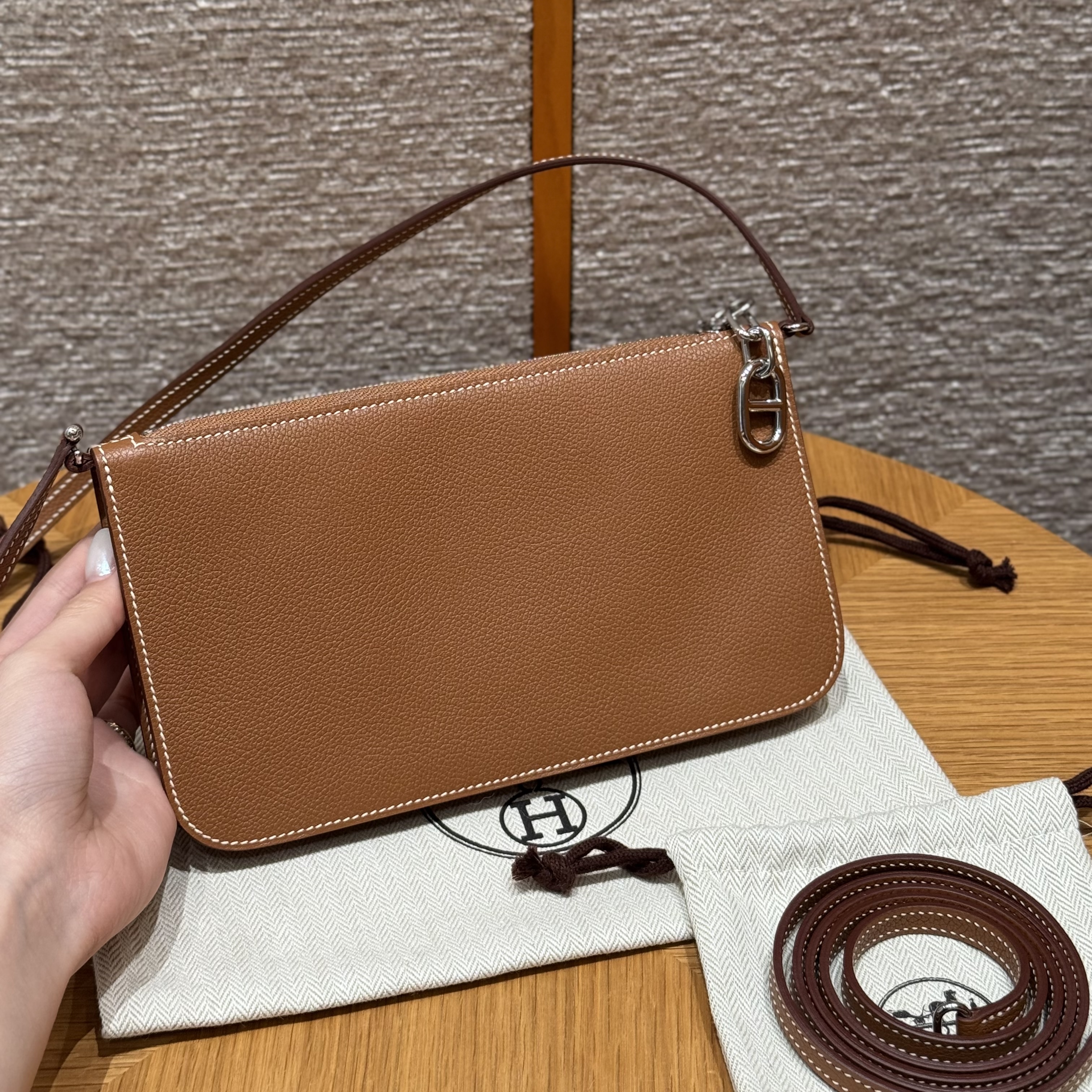 에르메스 Hermes Zipengo Evercolor 37 Gold/silver