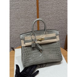에르메스 Hermes Birkin 25cm Niloticus 81 Gris Tourelle/gold