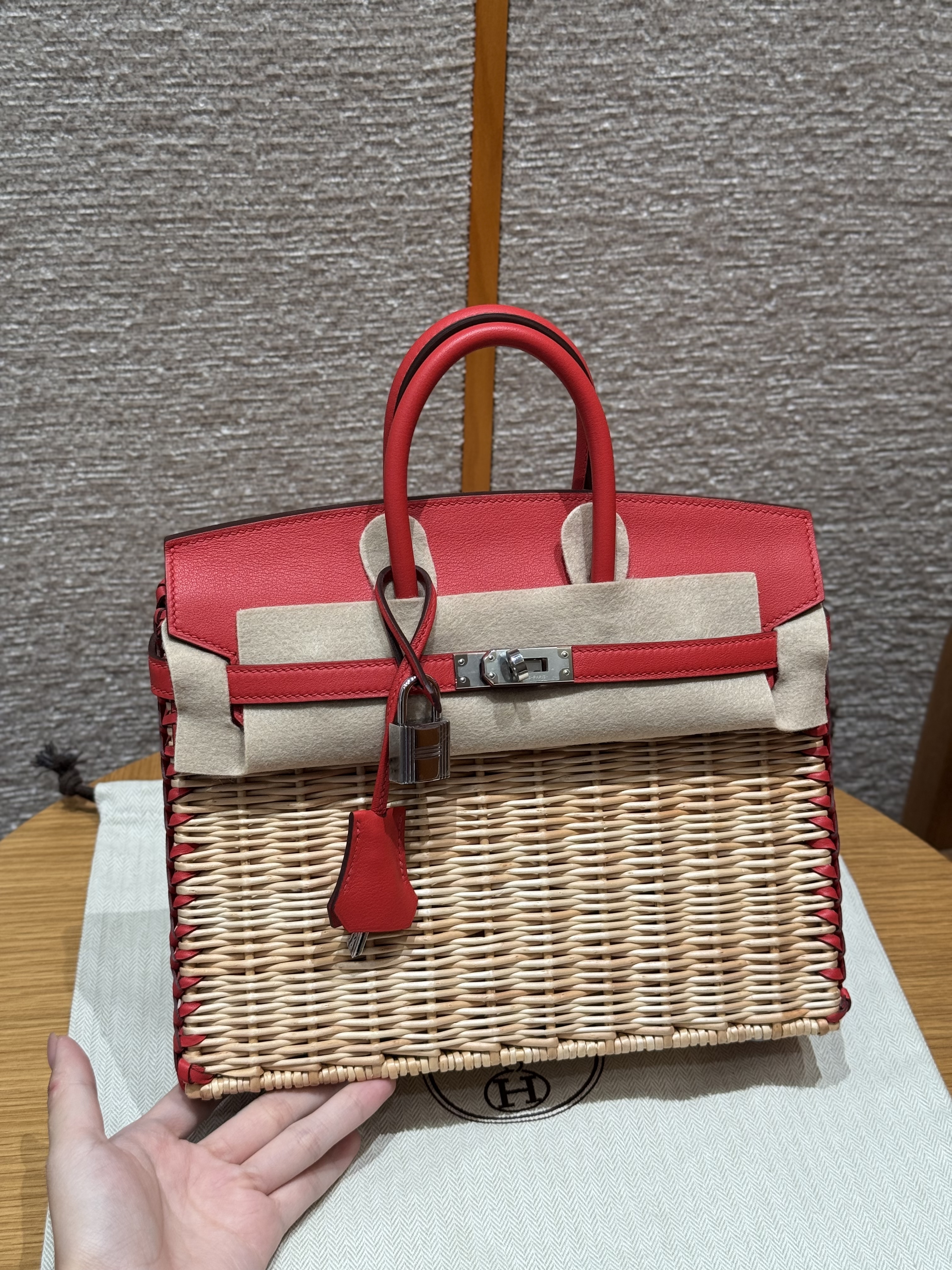 에르메스 Hermes Birkin Picnic 25cm Swift S3 Rouge Coeur/silver
