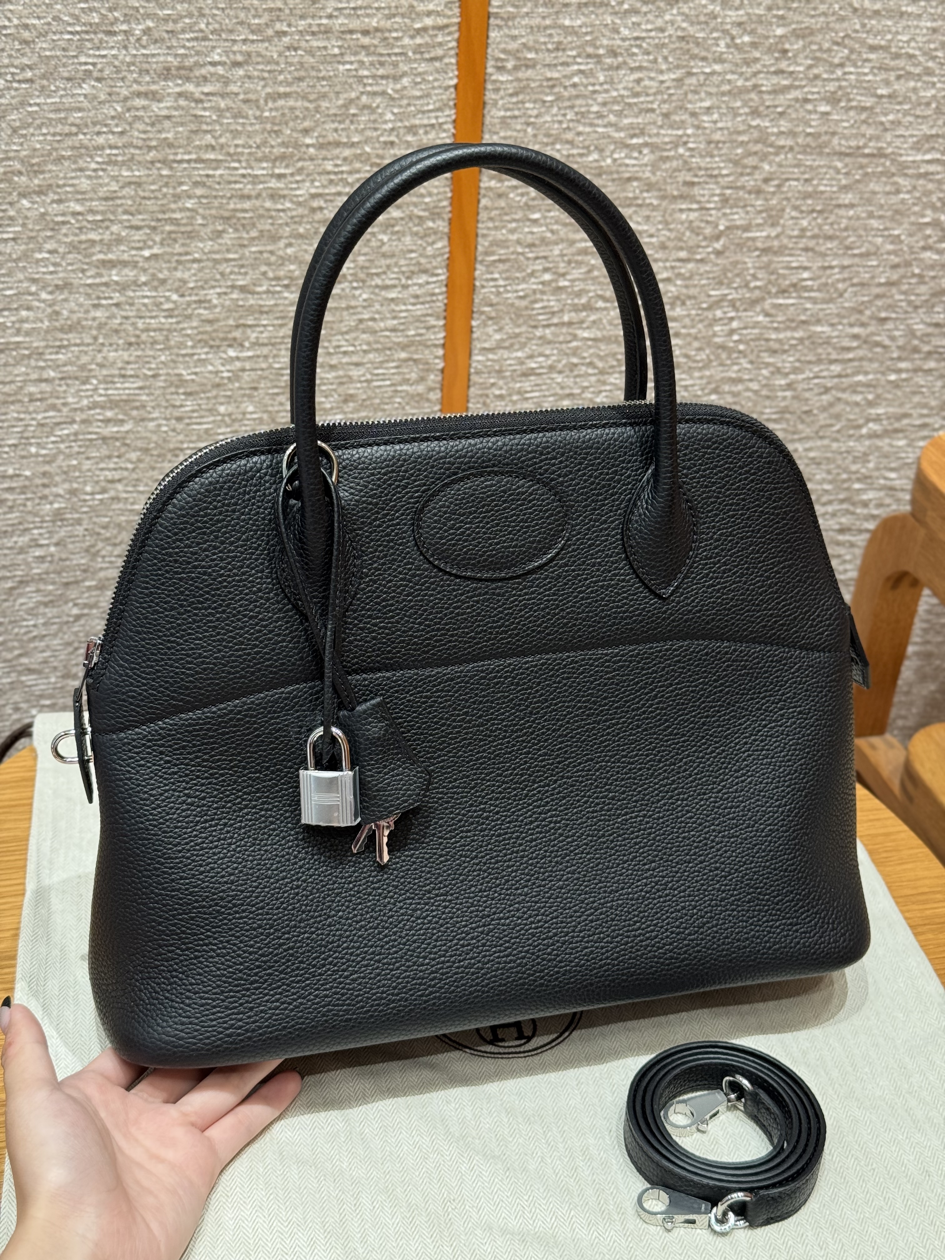 에르메스 Hermes Bolide 31cm Togo 89 Noir/silver