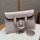 에르메스 Hermes Halzan 25cm clemence 09 Mauve pale and 37 Gold/silver
