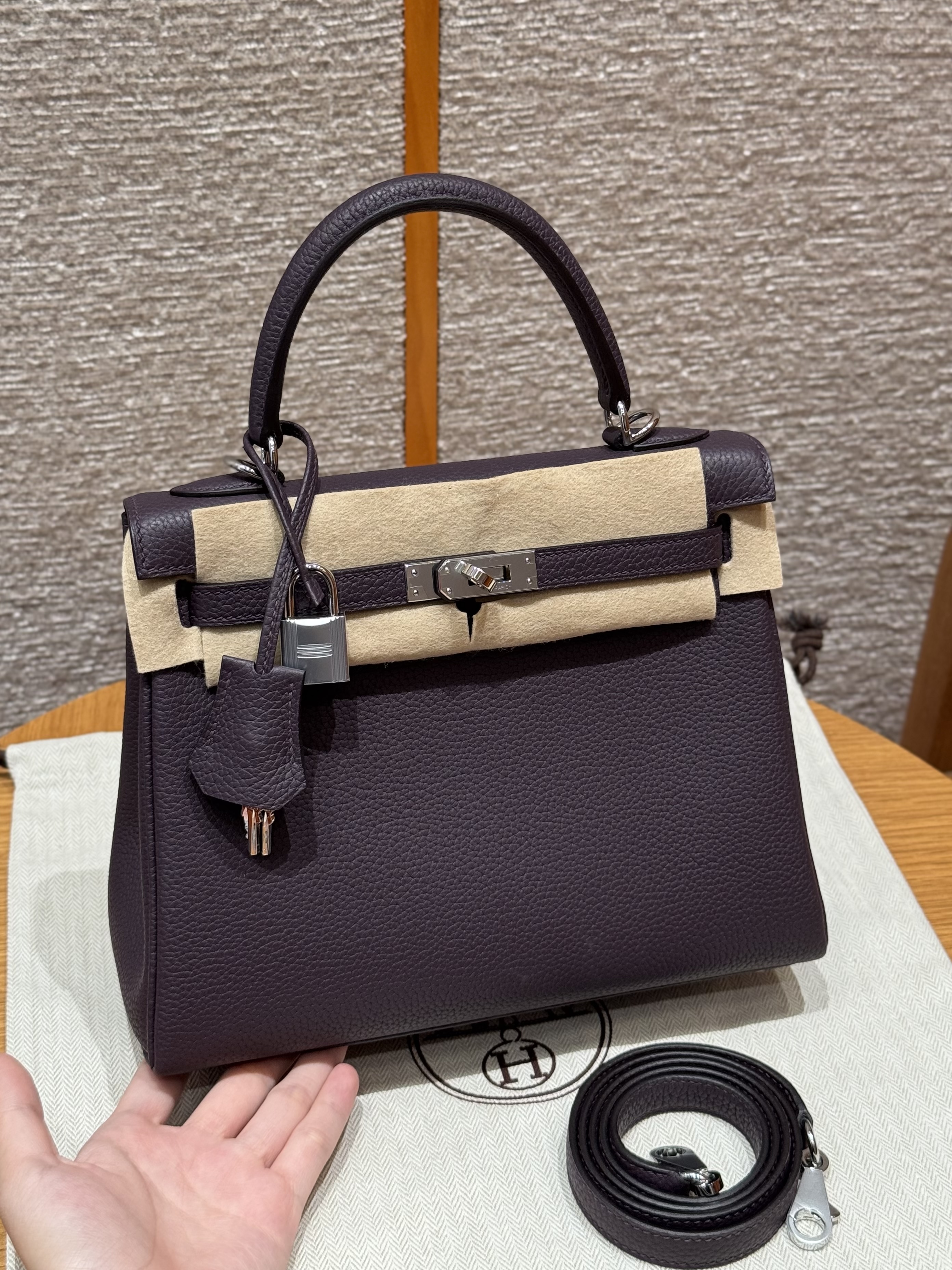 에르메스 Hermes Kelly 25cm Togo 59 Raisin/silver