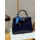 에르메스 Hermes Kelly 28cm Box 73 Blue saphir/gold