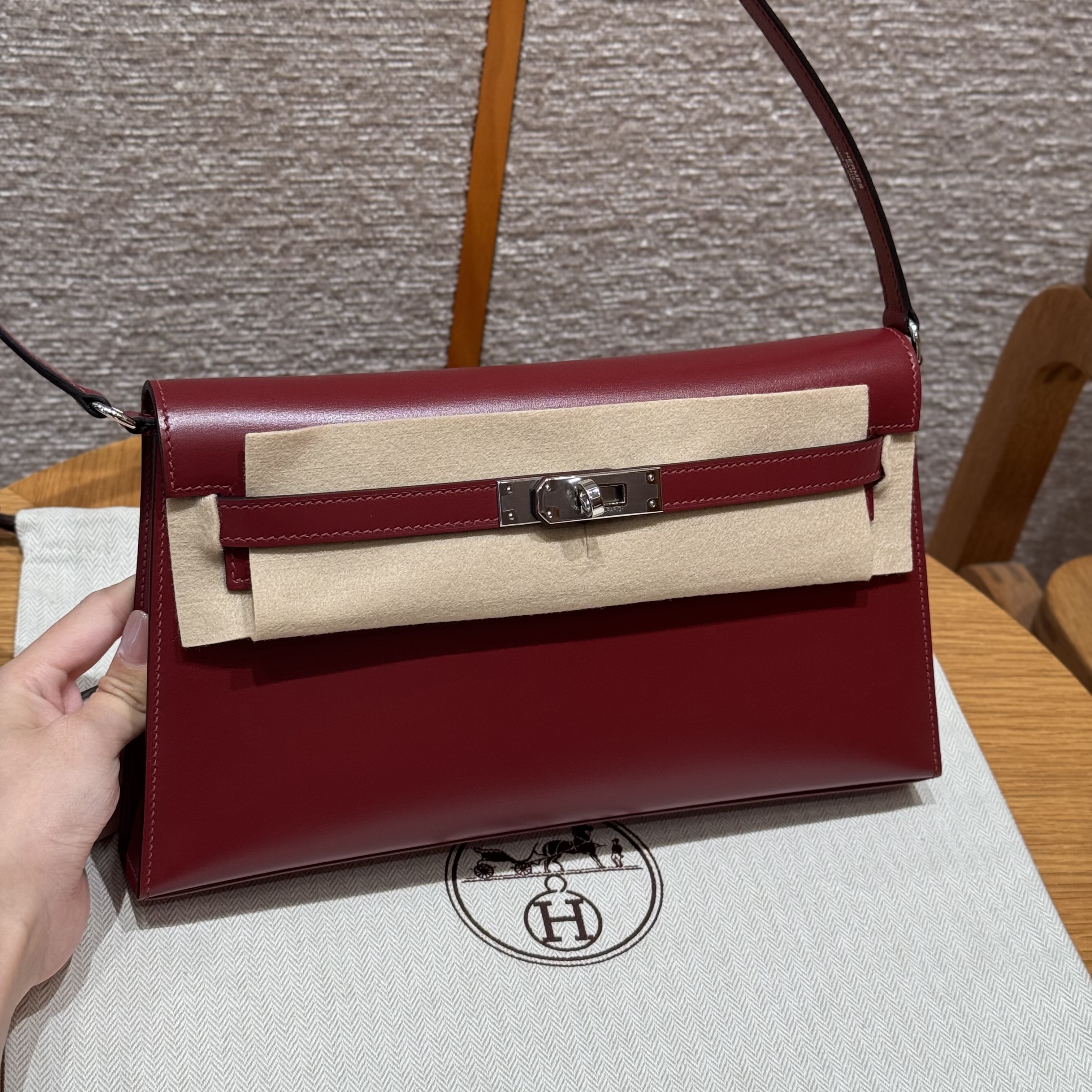 에르메스 Hermes Kelly elan 27cm Box 55 Rouge H/silver