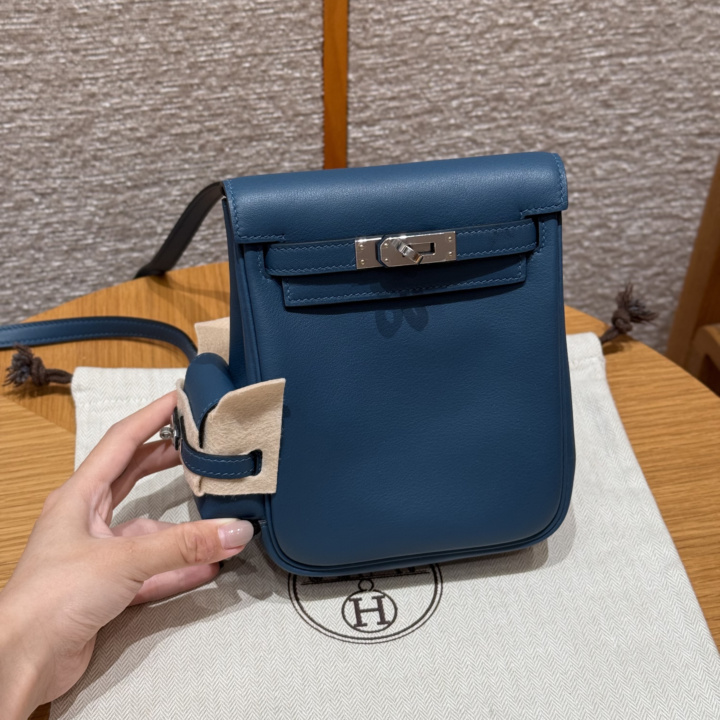 에르메스 Hermes Kelly Jump Swift 7P Blue De Prusse/silver